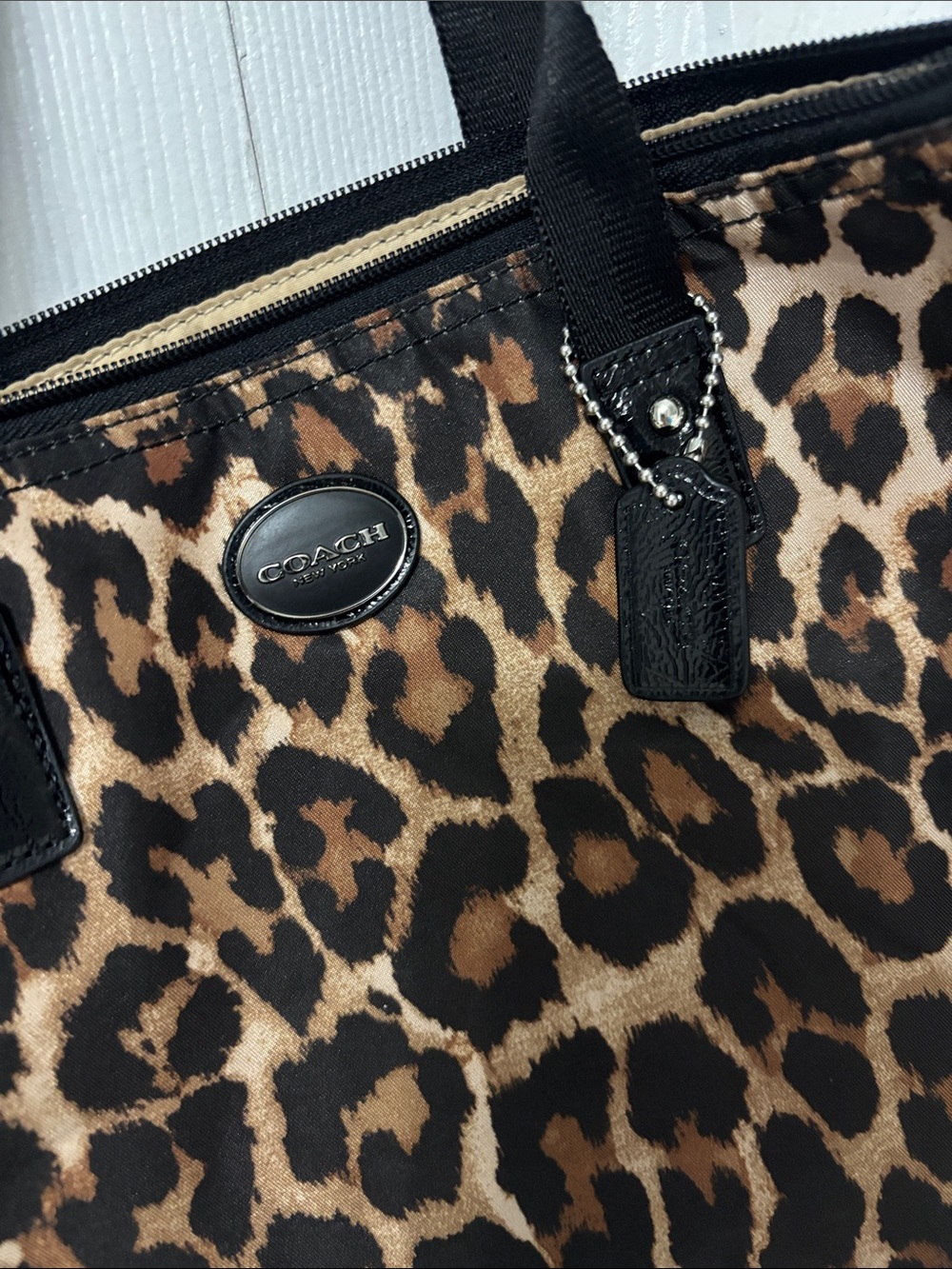 Coach Leopard-Print Tote with Matching Pouch - Brown & Black - Picture 6 of 6